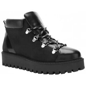 Ganni Leather/Suede Lug Sole Hiking Boots Color:  Black  Size:  37
